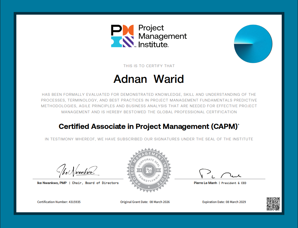 Adnan Warid CAPM - PMI