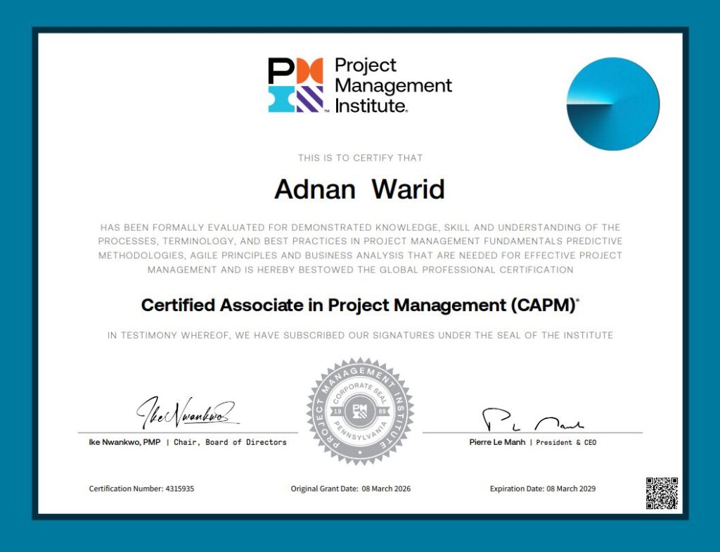 Certified Associate in Project Management (CAPM) certification