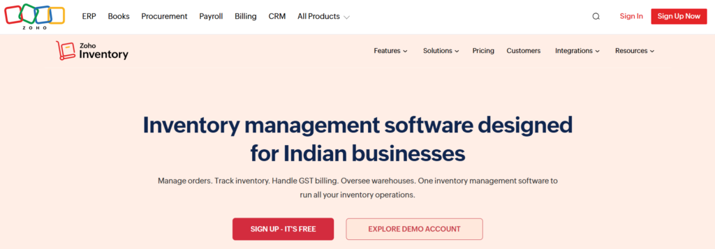 Zoho Inventory management software